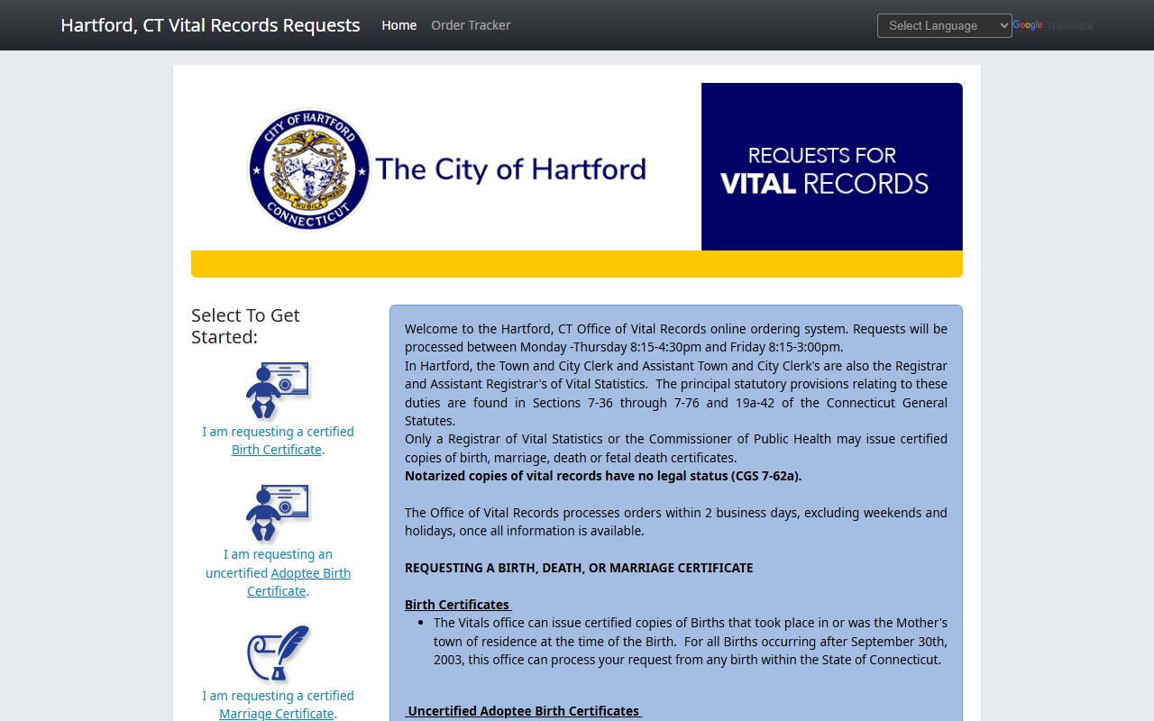 Stamford online marriage records ordering system
